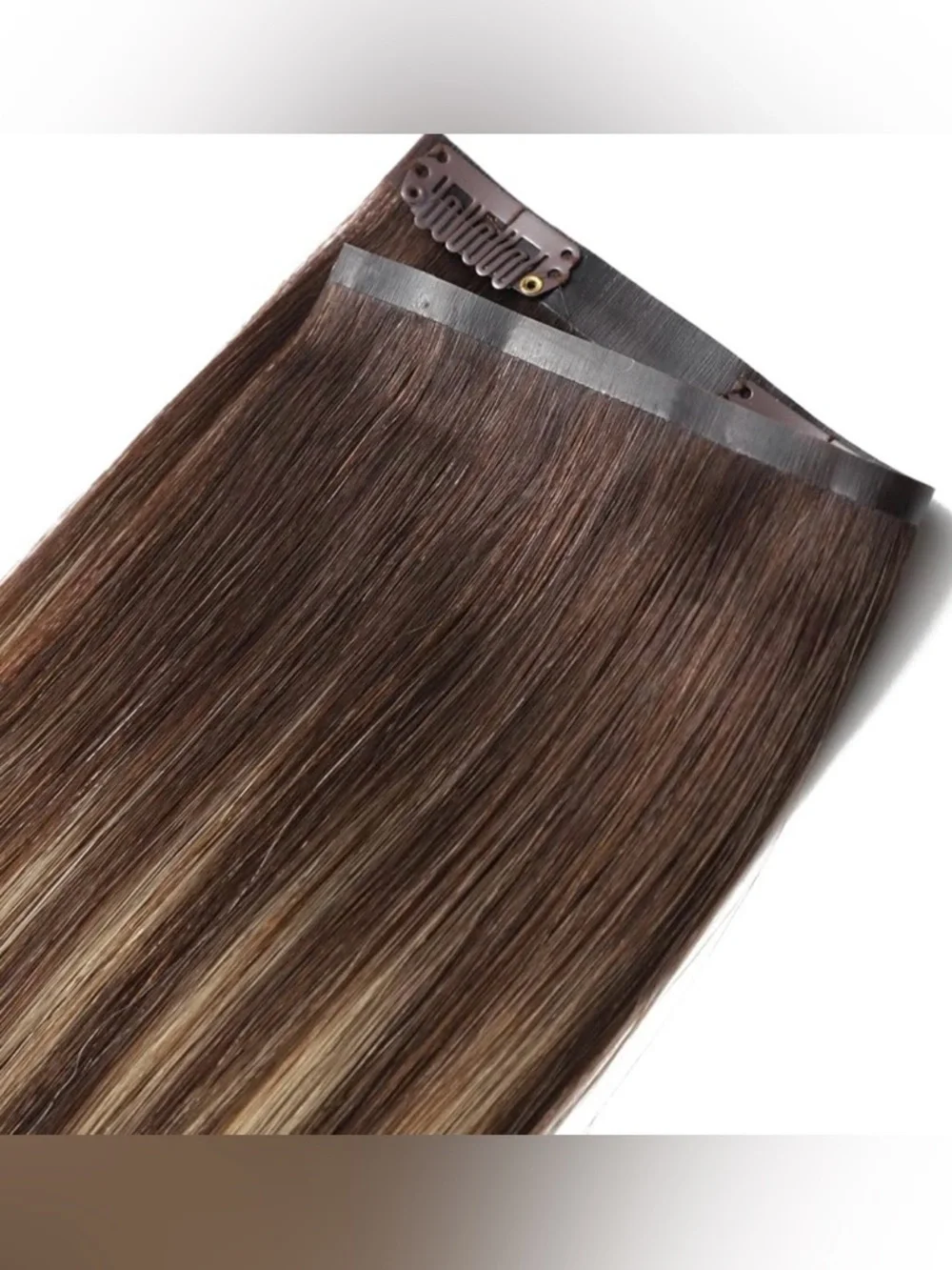 Ombre Brown Caramel Blonde Balayage Human Hair 20 Inch Clip In Hair Extensions